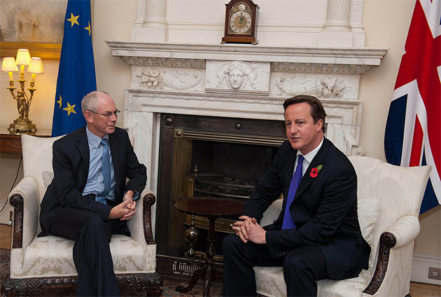 Przewodniczący Rady Europejskiej Herman von Rompuy i premier Wielkiej Brytanii David Cameron (Flickr: President of the European Council)