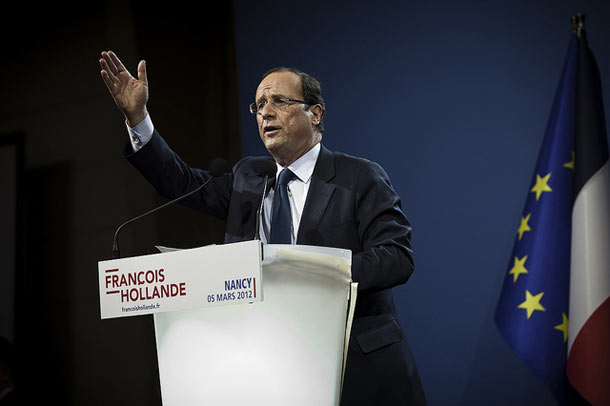 Francois Hollande na spotkaniu wyborczym w Nancy, marzec 2012 (Flickr/F. Hollande/B . Boccas)
